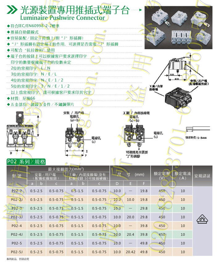 P02按壓式端子臺